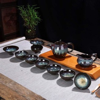 11 Pcs / Set Chinese Retro Ceramic Tea Sets Exquisite Porcelain Teapot Handmade Kettle Teacups Household Teaware Drinkware-11 pcs