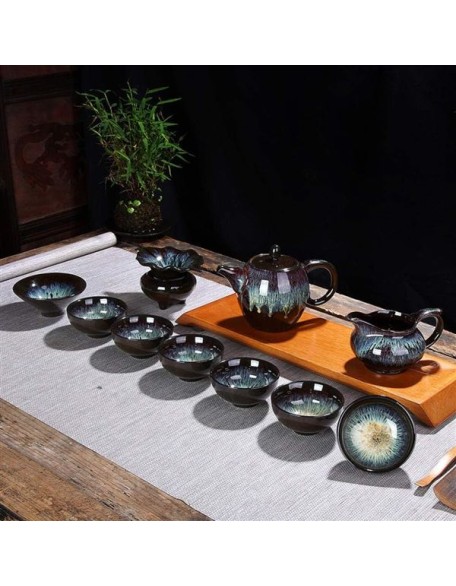 11 Pcs / Set Chinese Retro Ceramic Tea Sets Exquisite Porcelain Teapot Handmade Kettle Teacups Household Teaware Drinkware-11 pcs
