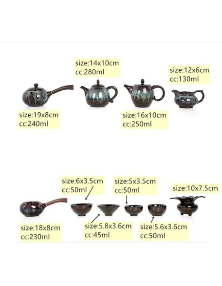 11 Pcs / Set Chinese Retro Ceramic Tea Sets Exquisite Porcelain Teapot Handmade Kettle Teacups Household Teaware Drinkware-11 pcs
