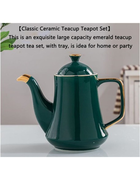 Tea Cups And Ceramic Tray Set of 14 Pieces,Luxury Set with Teapot, Afternoon Tea Coffee Cups, British Porcelain Tea Party Set for Housewarming Gifts,A