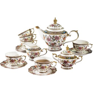 Fine Bone China Tea Set, British Vintage Tea Set for Adults, Afternoon Tea Sets for Women Tea Party or Gift Giving