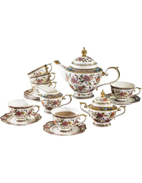 Fine Bone China Tea Set, British Vintage Tea Set for Adults, Afternoon Tea Sets for Women Tea Party or Gift Giving