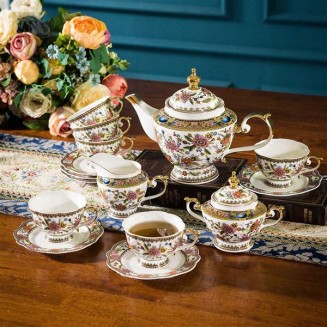 Fine Bone China Tea Set, British Vintage Tea Set for Adults, Afternoon Tea Sets for Women Tea Party or Gift Giving