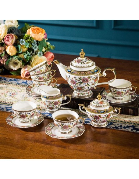 Fine Bone China Tea Set, British Vintage Tea Set for Adults, Afternoon Tea Sets for Women Tea Party or Gift Giving