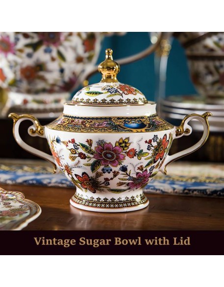 Fine Bone China Tea Set, British Vintage Tea Set for Adults, Afternoon Tea Sets for Women Tea Party or Gift Giving