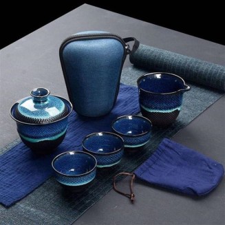 Tea Cup Set Chinese Kung Fu Travel Tea Set Ceramic Glaze Teapot Teacup Porcelain Kettles Teaware Sets Drinkware Tea Ceremony Chinese Tea Set, A