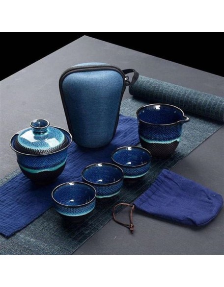 Tea Cup Set Chinese Kung Fu Travel Tea Set Ceramic Glaze Teapot Teacup Porcelain Kettles Teaware Sets Drinkware Tea Ceremony Chinese Tea Set, A