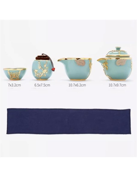 Portable Teapot Infuser Set, Ceramic Kungfu Tea Pot Set Portable Travel Gaiwan Tea Set Small Teapot Teacup Set Handmade