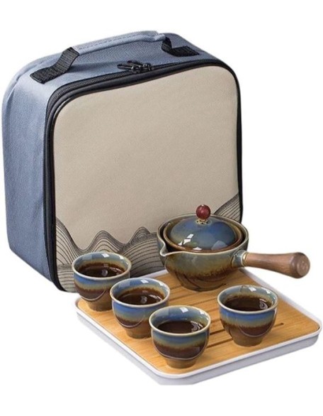 Teapot and Cup Set Portable Teapot Travel Tea Set, Porcelain Japanese Kung Fu Tea Set, Chinese Gongfu Tea Set, Teapot, Teacups and Tray-G-Whole Set (Color : I)