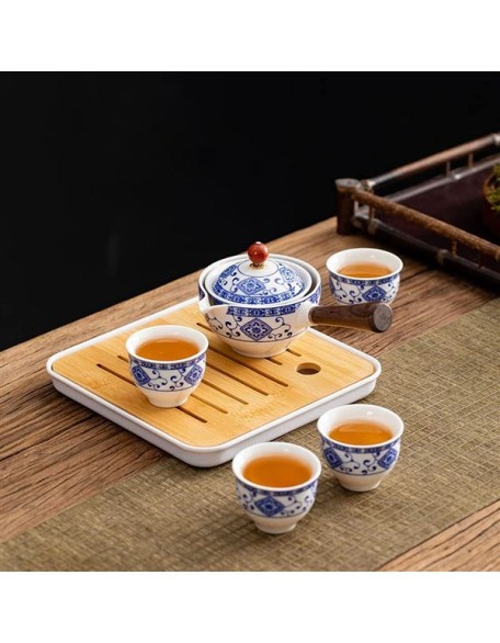 Teapot and Cup Set Portable Teapot Travel Tea Set, Porcelain Japanese Kung Fu Tea Set, Chinese Gongfu Tea Set, Teapot, Teacups and Tray-G-Whole Set (Color : I)
