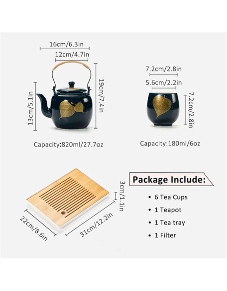 Porcelain Tea Set Japanese Tea Set, China Tea Cups with 6 Tea Cups 1 Teapot with 1 Saucers Tea Gift Sets for Great Gift Adults Tea Party Coffee Milk-Blue-A (Color : Blue, Size : A)