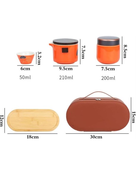 Chinese Ceramic Travel Tea Set with Handbag Portable Kung Fu Set All in One Teapot/Covered Bowl Tea Set/gaiwan Tea Set Gift Bag,Japanese Teapot Cup Set for Adults Coffee