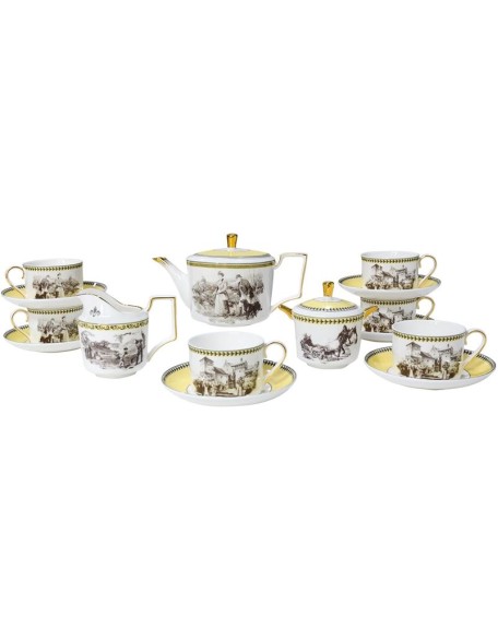 Tea Sets for Adults Bone China Tea Set for 6, 21 Piece Porcelain Chinese Vintage Sets for Women Gift Party English Teapot Sets with Saucers
