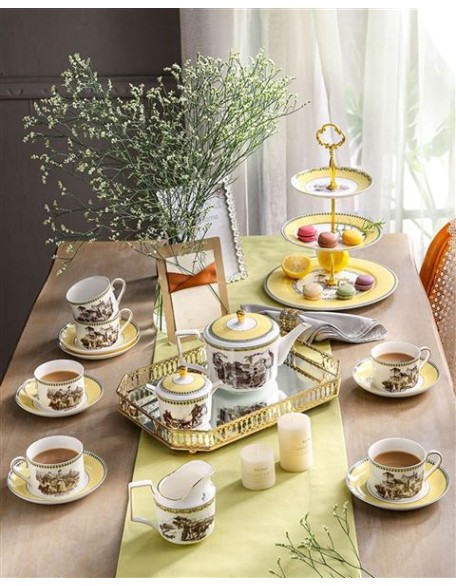 Tea Sets for Adults Bone China Tea Set for 6, 21 Piece Porcelain Chinese Vintage Sets for Women Gift Party English Teapot Sets with Saucers