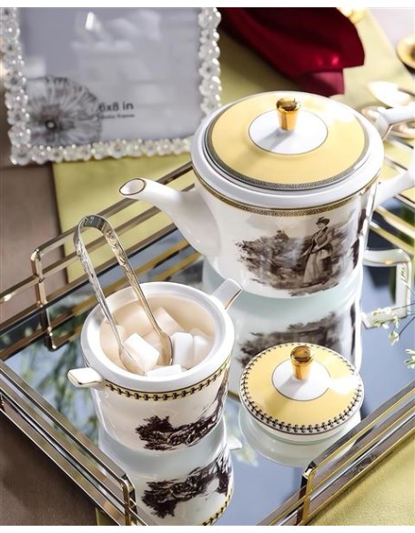 Tea Sets for Adults Bone China Tea Set for 6, 21 Piece Porcelain Chinese Vintage Sets for Women Gift Party English Teapot Sets with Saucers