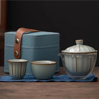 Tea Kettle Outdoor Travel Tea Set Ceramic One Pot Two Cup Quick Cup Set Portable Chinese Tea Ceremony Tie Tea Set Friend Teapot (Color : C) (Color : B, Size : OneSize) (B OneSize)