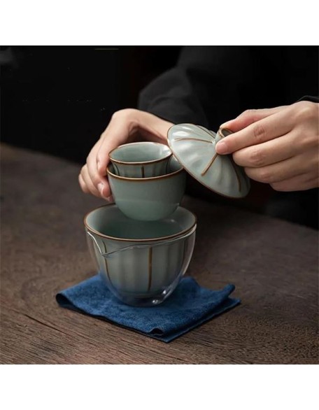 Tea Kettle Outdoor Travel Tea Set Ceramic One Pot Two Cup Quick Cup Set Portable Chinese Tea Ceremony Tie Tea Set Friend Teapot (Color : C) (Color : B, Size : OneSize) (B OneSize)