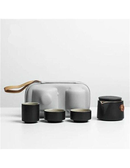 Tea kettle Ceramic Teapot Tea Cups A Tea Sets Chinese Travel Tea Set Drinkware Teapot (Color : Red) (Color : Black, Size : Onesize) (Black Onesize)