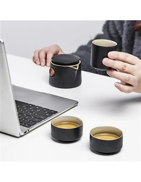 Tea kettle Ceramic Teapot Tea Cups A Tea Sets Chinese Travel Tea Set Drinkware Teapot (Color : Red) (Color : Black, Size : Onesize) (Black Onesize)