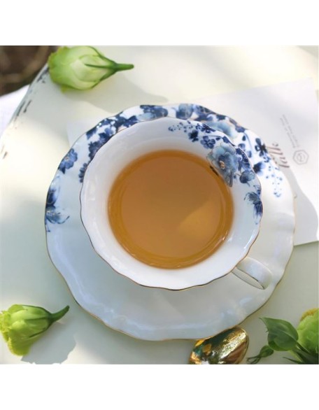 21-Piece Bone China Tea Set for Adults, Blue and White Porcelain Tea Set for 6, Vintage Floral Tea Set With Teapot Creamer Pitcher Sugar Bowl and Teaspoons, Tea Party Sets for Women Gift