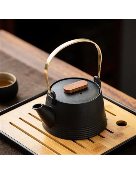 chinese tea set,chinese ceramic tea cup, Kung Fu Home Tea Set Office Travel Teaware Good Gifts Japanese Style Black Pottery Beam Teapot Tea Set One Pot Four Cups With Bag Teapot