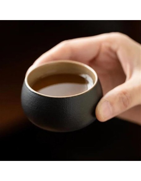 chinese tea set,chinese ceramic tea cup, Kung Fu Home Tea Set Office Travel Teaware Good Gifts Japanese Style Black Pottery Beam Teapot Tea Set One Pot Four Cups With Bag Teapot