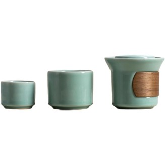 Celadon Portable Tea Set Travel Set, One Pot And Two Cups Ceramic Tea Set-Green suit