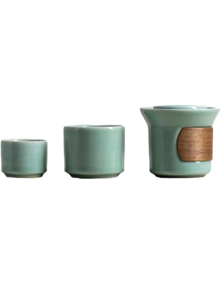 Celadon Portable Tea Set Travel Set, One Pot And Two Cups Ceramic Tea Set-Green suit