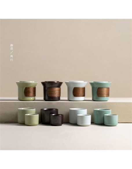 Celadon Portable Tea Set Travel Set, One Pot And Two Cups Ceramic Tea Set-Green suit