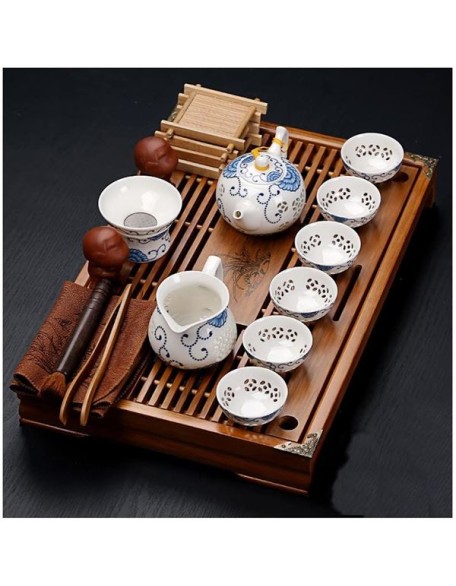 Tea Set, Chinese Tea Set teapot Set Kung Fu Tea Set teapot Set Buddha Statue Kung Fu Tea Set, Japanese Kung Fu Tea Set - Ceramic teapot and Teacup and Saucer, Tea Stand with Portable