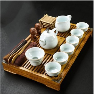 Tea Set, Chinese Tea Set teapot Set Kung Fu Tea Set teapot Set Buddha Statue Kung Fu Tea Set, Japanese Kung Fu Tea Set - Ceramic teapot and Teacup and Saucer, Tea Stand with Portable