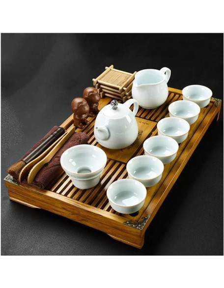 Tea Set, Chinese Tea Set teapot Set Kung Fu Tea Set teapot Set Buddha Statue Kung Fu Tea Set, Japanese Kung Fu Tea Set - Ceramic teapot and Teacup and Saucer, Tea Stand with Portable