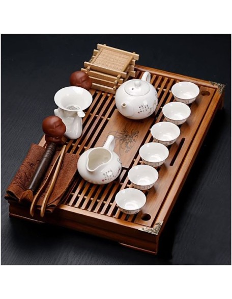 Tea Set, Chinese Tea Set teapot Set Kung Fu Tea Set teapot Set Buddha Statue Kung Fu Tea Set, Japanese Kung Fu Tea Set - Ceramic teapot and Teacup and Saucer, Tea Stand with Portable