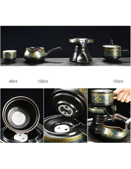 Tea Set, Chinese Tea Set teapot Set Kung Fu Tea Set teapot Set Buddha Statue Kung Fu Tea Set, Japanese Kung Fu Tea Set - Ceramic teapot and Teacup and Saucer, Tea Stand with Portable