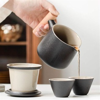 Portable Travel Tea Set Handmade Kungfu Tea Set Porcelain Teapot with 6 Teacups Travel Tea Bag for Travel Office Home for Business