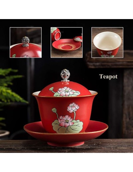 Ceramic Tea Set Chinese Tea Gift Set Service Porcelain Tea Pot with 6 Tea Cups Japanese Tea Sets Traditional Tea Ceremony Kung Fu Tea Set Wedding Party Home Decor