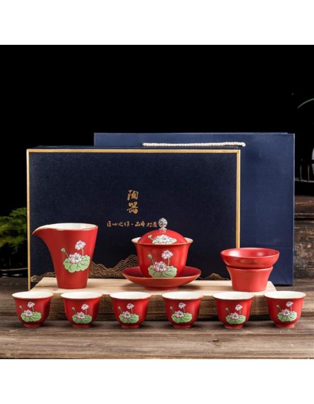 Ceramic Tea Set Chinese Tea Gift Set Service Porcelain Tea Pot with 6 Tea Cups Japanese Tea Sets Traditional Tea Ceremony Kung Fu Tea Set Wedding Party Home Decor