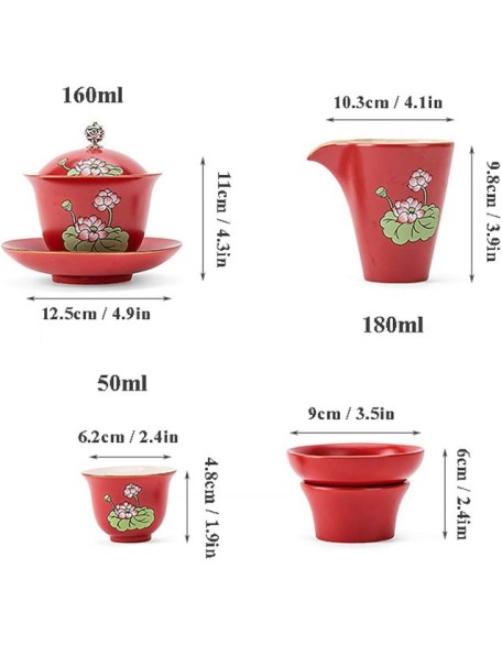 Ceramic Tea Set Chinese Tea Gift Set Service Porcelain Tea Pot with 6 Tea Cups Japanese Tea Sets Traditional Tea Ceremony Kung Fu Tea Set Wedding Party Home Decor