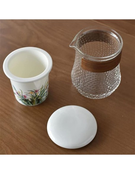 Chinese Tea Set, Ceramic Tea Cup Set, with Tea Infuser Portable Travel Tea Set with Travel Bag Beautiful Tea Set Good Business Gifts,C (Color : C) (C)