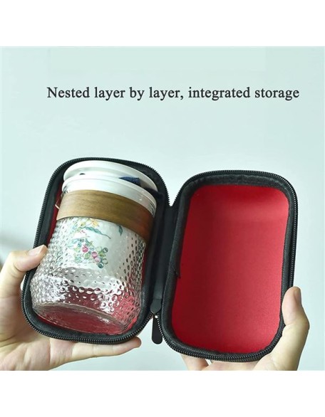 Chinese Tea Set, Ceramic Tea Cup Set, with Tea Infuser Portable Travel Tea Set with Travel Bag Beautiful Tea Set Good Business Gifts,C (Color : C) (C)
