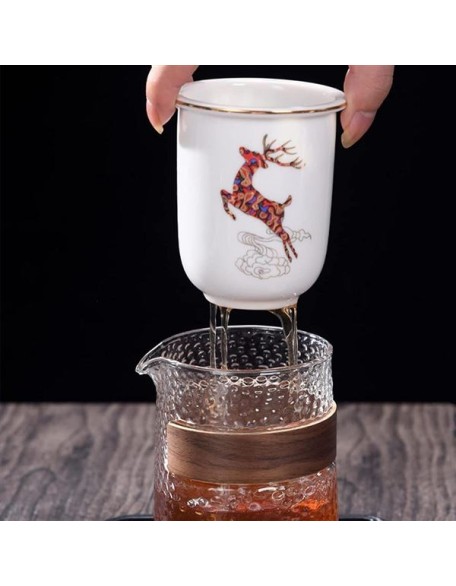 Chinese Tea Set, Ceramic Tea Cup Set, with Tea Infuser Portable Travel Tea Set with Travel Bag Beautiful Tea Set Good Business Gifts,C (Color : C) (C)