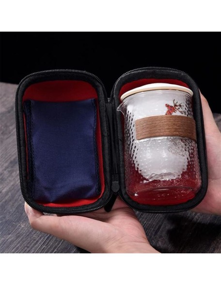 Chinese Tea Set, Ceramic Tea Cup Set, with Tea Infuser Portable Travel Tea Set with Travel Bag Beautiful Tea Set Good Business Gifts,C (Color : C) (C)