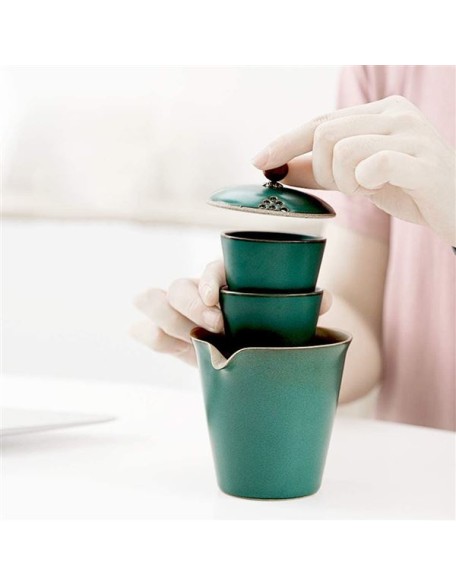 Tea Set Tea Cups Teapot Set Chinese Tea Set Portable Teapot Ceramic Tea Pot 2 Tea Cup Suitable for Travel. Tea Cup Set Tea Pot Set Coffee Cup Set (Color : A, Size : 4pcs)