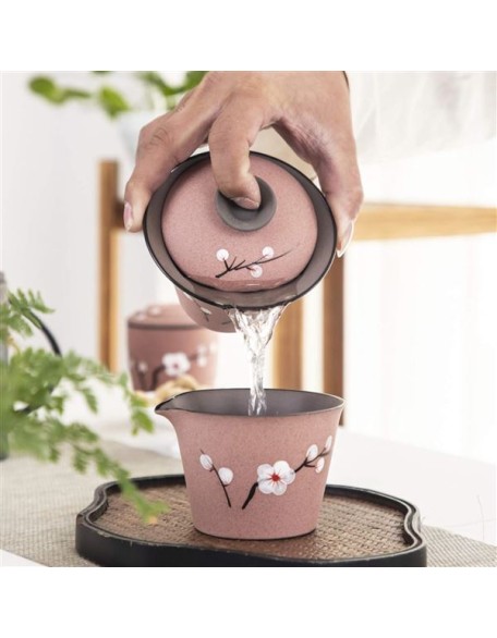 Travel Tea Set Ceramic Kungfu Tea Set Mini Teapot Teacupsporcelain Tea Pot Tea Canister with Portable Bag for Business Hotel Picnic