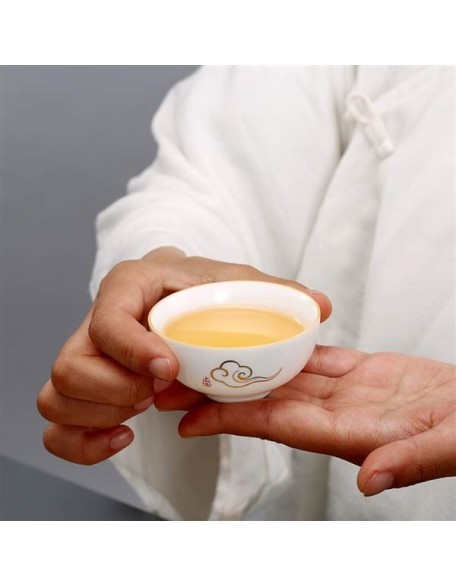 Travel Tea Set Portable Ceramic Kung Fu Tea Set Office One Pot of Four Cups Tea Tray Tea Pot Tea Clip Tea Towel Handbag Xiangyun Ruyi Set Matte White Porcelain Tea Set