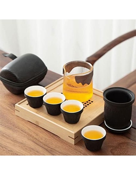 Tea Set Tea Set Teapot Tea Cup Ceramic Travel Kung Fu Tea Set Teaware Travel Bag One Teapot Four Teacups Porcelain Glass Tea Pot with Cup Set Business GiftTeapot