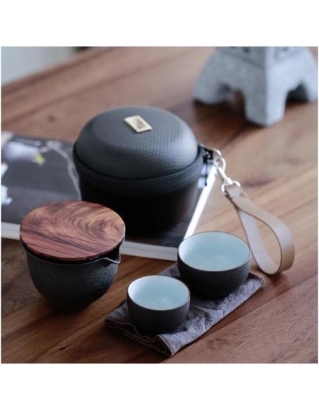 Tea Set Tea Set Teapot Tea Cup Japanese Ceramic Teapot with 2 Cups Gaiwan Tea Sets Portable Travel Tea Sets Drinkware Retro Teaware Gift for Friend Teapot