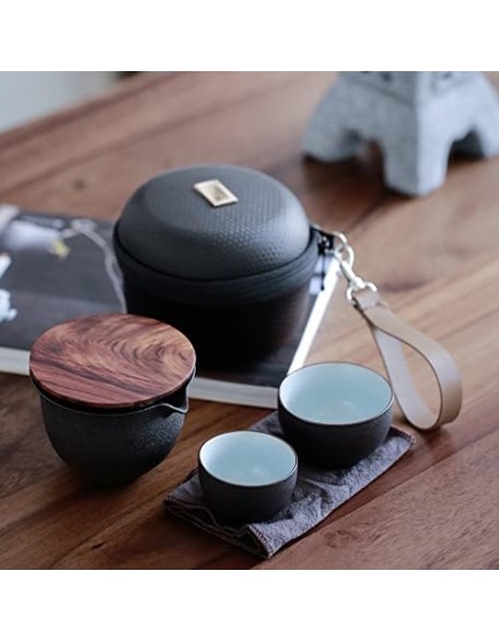 Tea Set Tea Set Teapot Tea Cup Japanese Ceramic Teapot with 2 Cups Gaiwan Tea Sets Portable Travel Tea Sets Drinkware Retro Teaware Gift for Friend Teapot