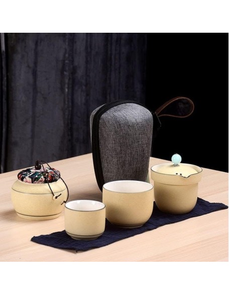 Tea Set Tea Set Teapot Tea Cup Travel Tea Set 6 Pieces Ceramic Outdoor Portable Bag Chinese Kungfu Teaware Sets Gaiwan Teacup Set Drinkware Cup Teapot