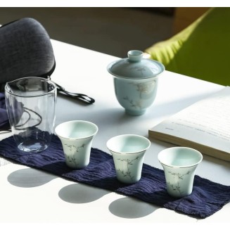 Tea Set Tea Set Teapot Tea Cup Outdoors Portable Travel Teapot Set with 3 Mini Cups 1 Gaiwan Japanese Tea Set Gaiwan Ceremony Set Household Wine SetTeapot